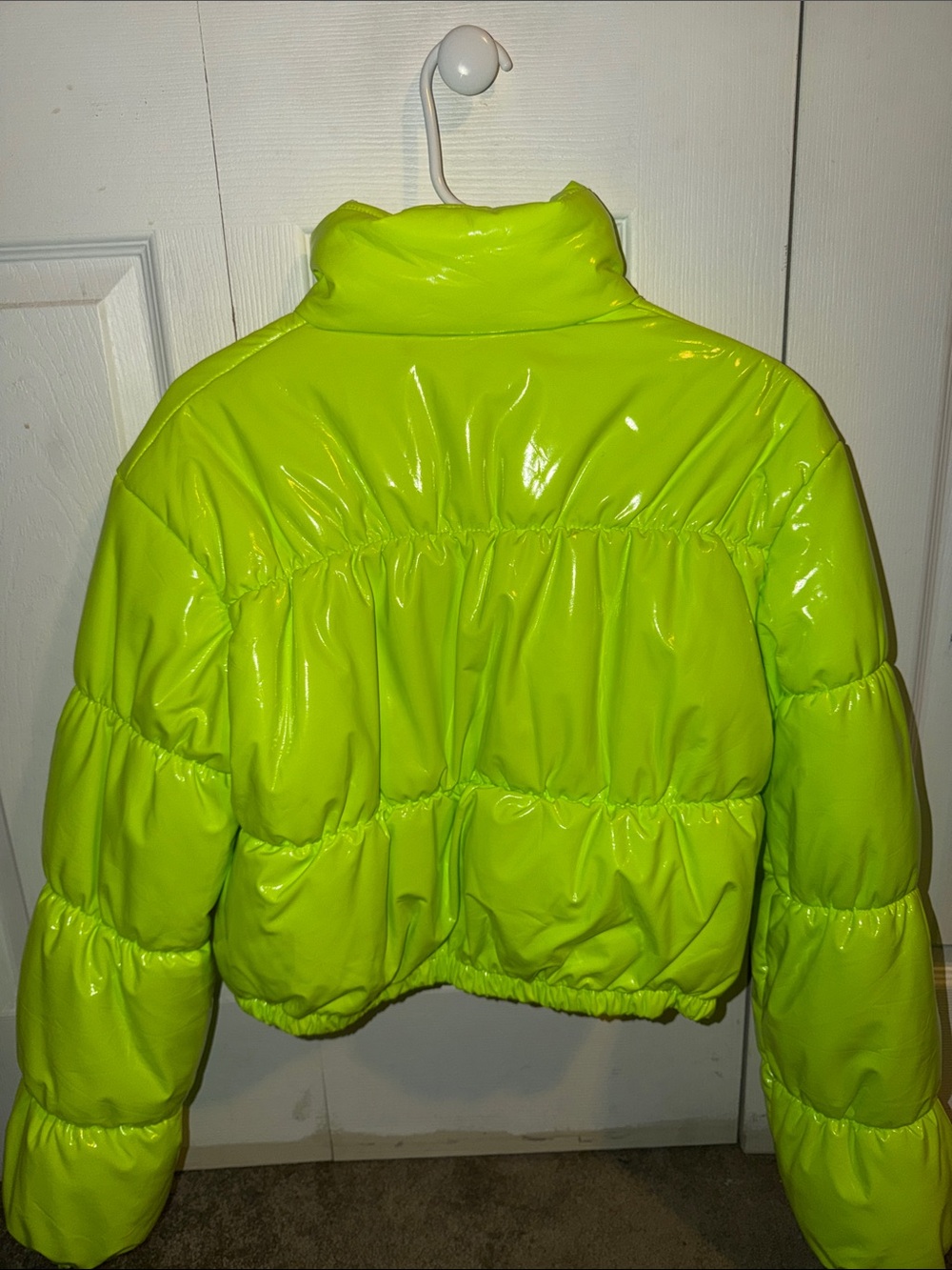 Neon Green Puffer Jacket - Lightweight Warmth - Picture 3 of 3